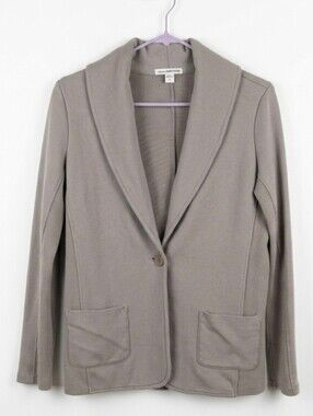 James Perse Single Button Cotton Knit Blazer Beige Size 3/L Like New, SOFT!